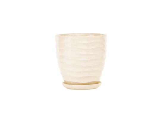 Doniczka ceramiczna z podstawką duna 28 x 25,5 cm krem połysk symbol 3013