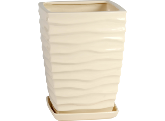 Doniczka ceramiczna z podstawką kwadrat duna 26 x 18 cm bordowy połysk symbol 040