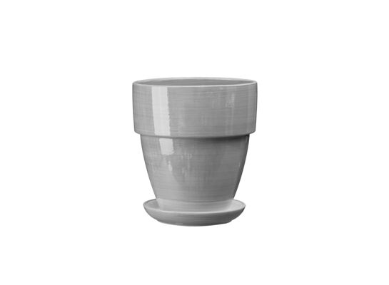 Doniczka ceramiczna z podstawką tina 20 x 18,5 cm szary połysk symbol 018