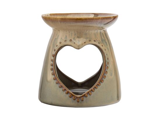 Kominek zapachowy porcelanowy z sercem 9,5 x 9,5 x 10,5 cm szary