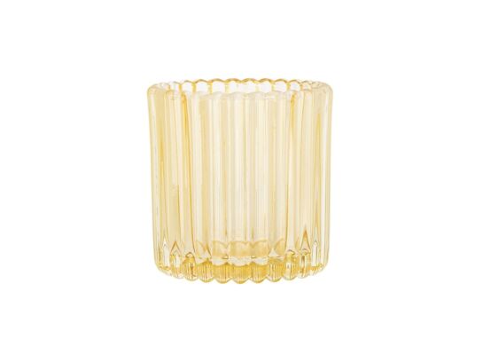 Świecznik szklany 8,5 x 8,5 x 9 cm żółty