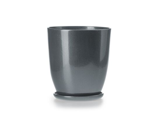 Doniczka klasik wysoki 4 szary połysk 24,5 x 26,5 cm