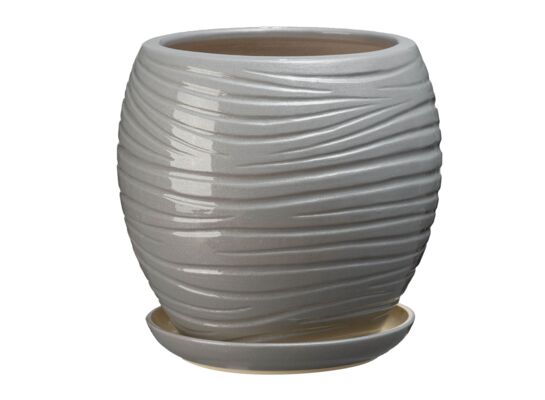 Doniczka ceramiczna z podstawką naomi 44 x 40 cm szary połysk symbol 1014
