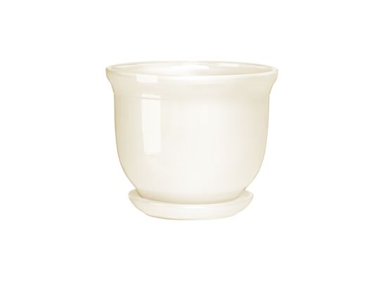 Doniczka ceramiczna z podstawką grecka 16 x 19,5 cm krem połysk symbol 642