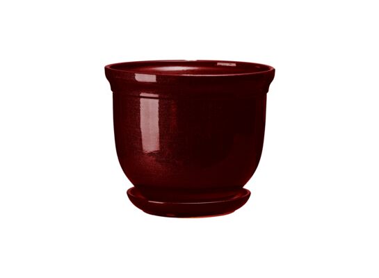 Doniczka ceramiczna z podstawką grecka 16 x 19,5 cm bordowy połysk symbol 642
