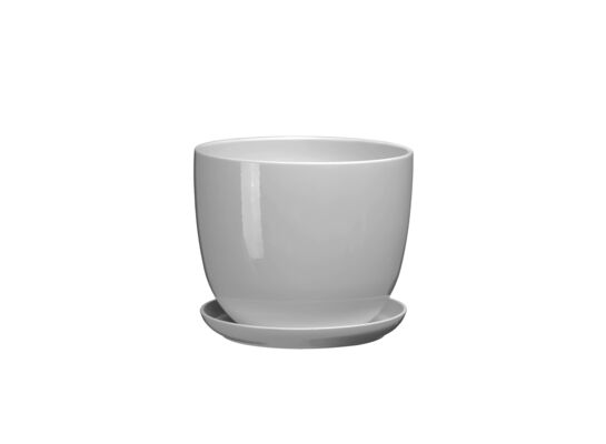 Doniczka ceramiczna z podstawką sofia 37 x 37 cm szary połysk