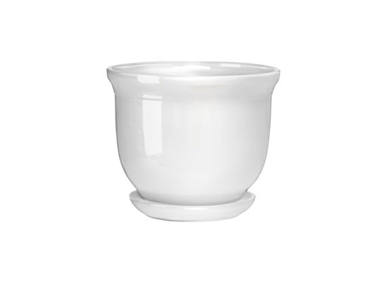 Doniczka ceramiczna z podstawką grecka 16 x 19,5 cm biały (odcień szary) połysk symbol 642