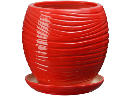 Doniczka ceramiczna z podstawką naomi 26 x 26 cm czerwony połysk symbol 1013