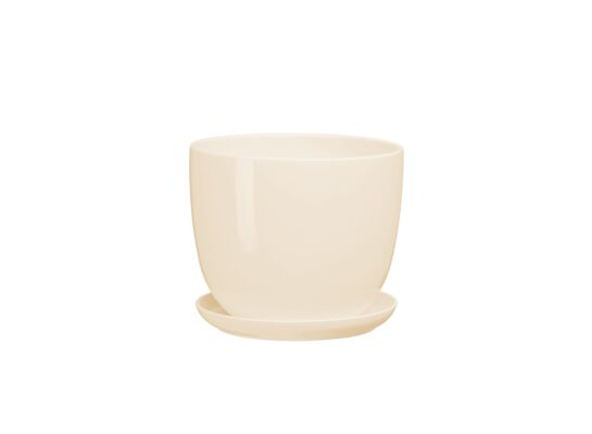 Doniczka ceramiczna z podstawką sofia 37 x 37 cm krem połysk