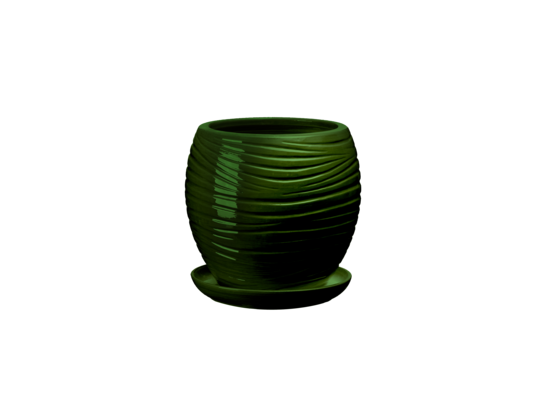 Doniczka ceramiczna z podstawką naomi 26 x 26 cm zielony połysk symbol 1013