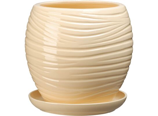 Doniczka ceramiczna z podstawką naomi 26 x 26 cm krem połysk symbol 1013