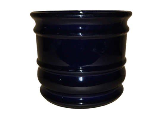 Doniczka ceramiczna z podstawką beczka granatowy 24 x 27,5 cm