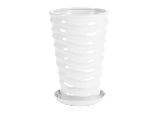 Doniczka ceramiczna z podstawką irma duna 43 x 28 cm biały (odcień szary) połysk symbol A-3014