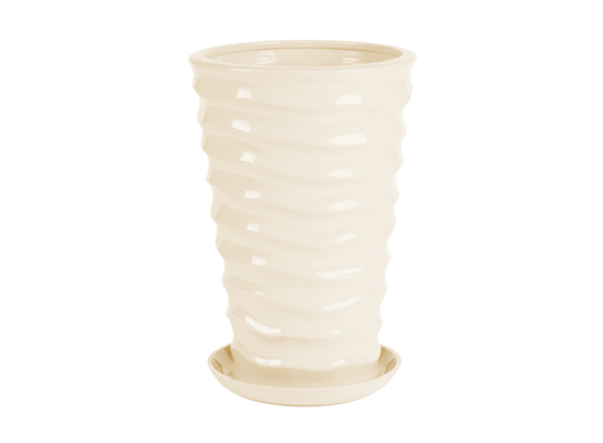 Doniczka ceramiczna z podstawką irma duna 43 x 28 cm krem połysk symbol A-3014