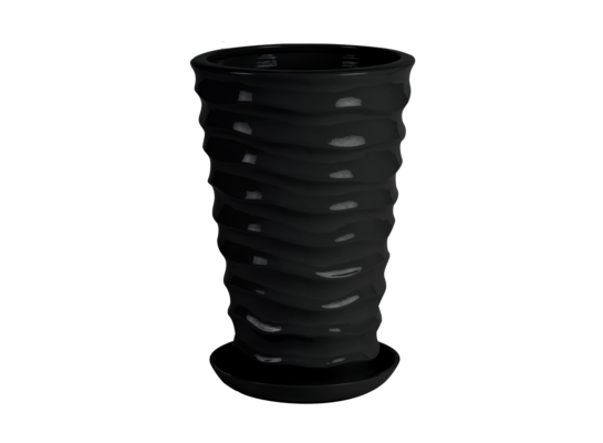 Doniczka ceramiczna z podstawką irma duna 43 x 28 cm czarny połysk symbol A-3014