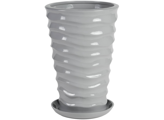 Doniczka ceramiczna z podstawką irma dunna 50 x 28 cm szary połysk symbol B-3015