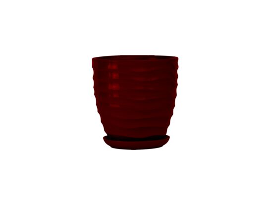 Doniczka ceramiczna z podstawką duna 15 x 14 cm bordowy połysk symbol 3010