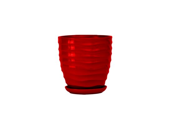 Doniczka ceramiczna z podstawką duna 15 x 14 cm czerwony połysk symbol 3010