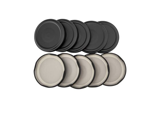 Komplet 10 zakrętek matowych 6,6 cm 4 zaczepy czarny