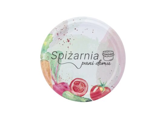 Komplet 10 zakrętek Spiżarnia pani domu z warzywami 6,6 cm 4 zaczepy