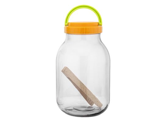 Słoik 3 l z plastikową zakrętką 10 cm + drewniane szczypce mix kolorów