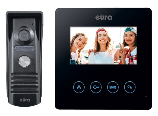 Wideodomofon "eura" VDP-52A3 "atira" czarny ekran 4,3'' obsługa 2 wejść