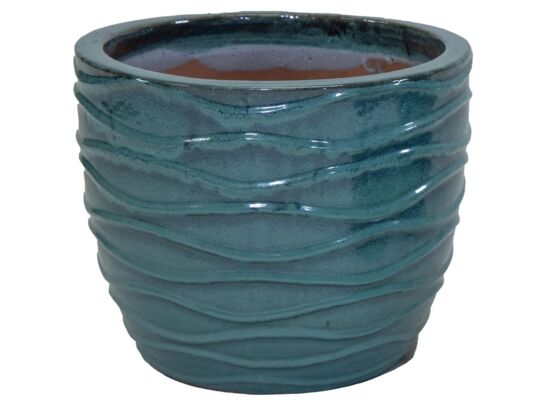 Donica Glazed Hori Wave Moss Green 29 cm turkusowy