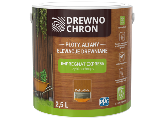 Impregnat EXPRESS szybkoschnący dąb jasny 2,5 l Drewnochron