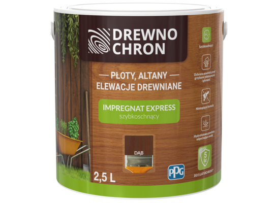 Impregnat EXPRESS szybkoschnący dąb 2,5 l Drewnochron