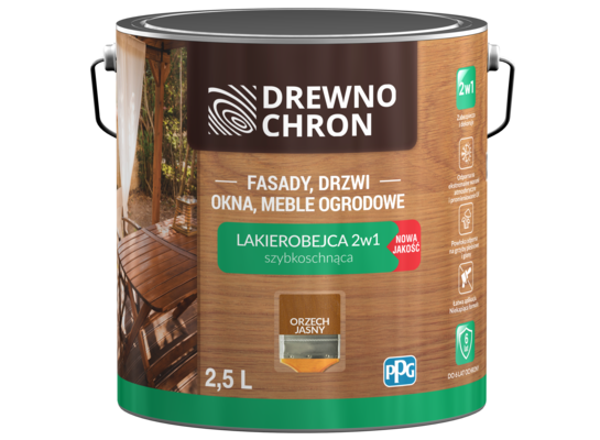 Lakierobejca 2w1 orzech jasny 2,5 l Drewnochron