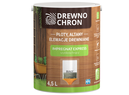 Impregnat EXPRESS szybkoschnący biały 4,5 l Drewnochron
