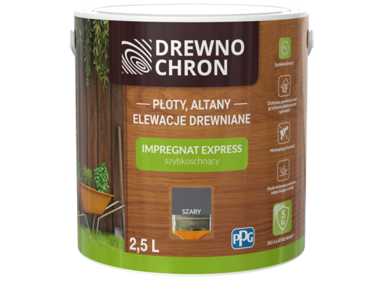 Impregnat EXPRESS szybkoschnący szary 2,5 l Drewnochron