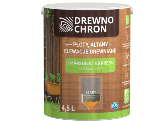 Impregnat EXPRESS szybkoschnący szary 4,5 l Drewnochron