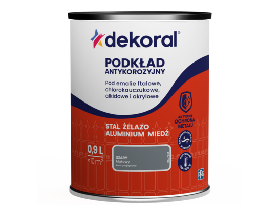 Podkład antykorozyjny szary RAL7045 0,9 l Dekoral