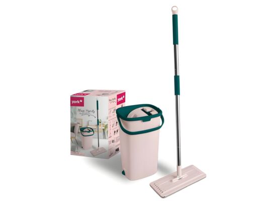 Mop płaski Handy 31 x 12 cm z trzonkiem teleskopowym 120 cm z wiadrem 6 l