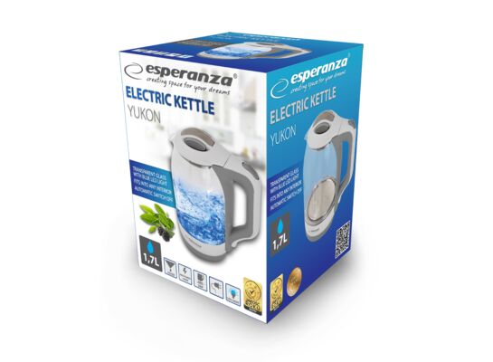 Czajnik elektryczny szklany Yukon 1,7 l 1500 W czarny Esperanza
