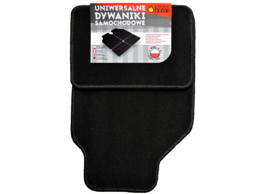 Komplet uniwersalnych dywaników samochodowych 4 sztuki obszywany kolorowa obwódka czarny