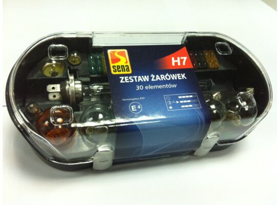 Zestaw żarówek samochodowych H7 halogen 30 elementów SENA
