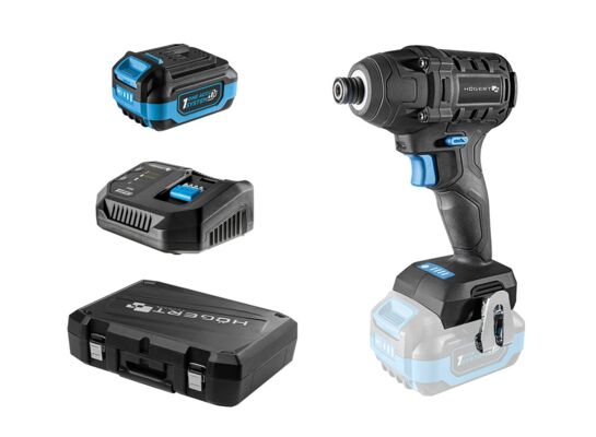 Bezszczotkowa zakrętarka udarowa 18 V z akumulatorem i ładowarką Hogert