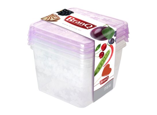 Komplet 3 pojemników Rukkola kwadratowych 2 x 0,45 l + 0,75 l mix kolorów