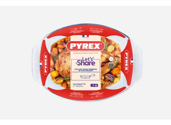 Brytfanna żaroodporna Let's share owalna 40 x 28 x 7 cm 4 l transparentny PYREX