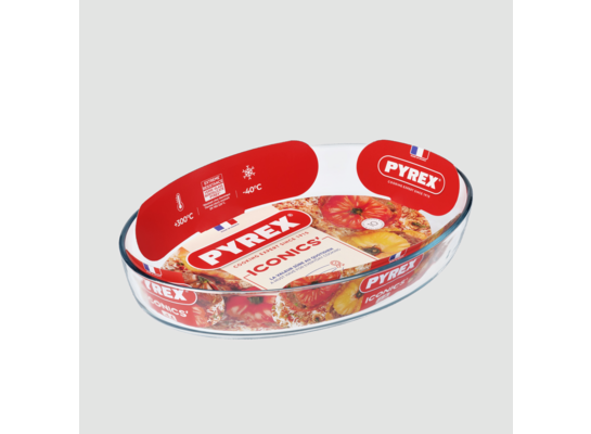 Brytfanna żaroodporna Iconics owalna 30 x 21 x 6 cm transparentny PYREX