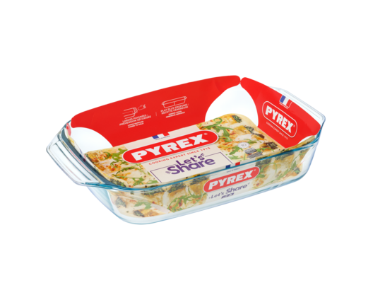 Brytfanna żaroodporna Let's share prostokątna 39 x 25 x 7 cm 4 l transparentny PYREX