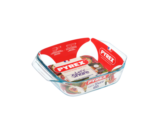 Brytfanna żaroodporna Let's Share kwadratowa 29 x 23 x 7 cm transparentny PYREX