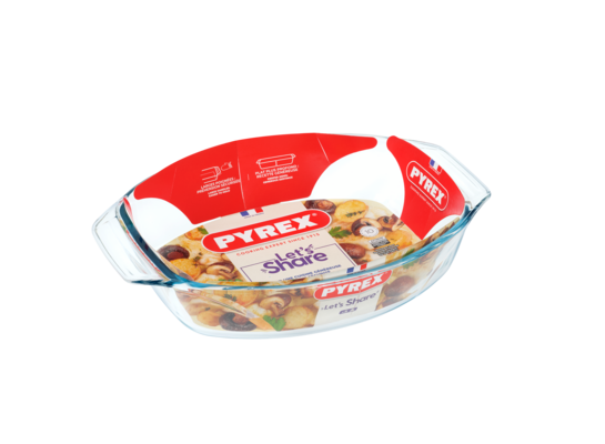 Brytfanna żaroodporna Let's share owalna 35 x 24 x 6 cm 3 l transparentny PYREX