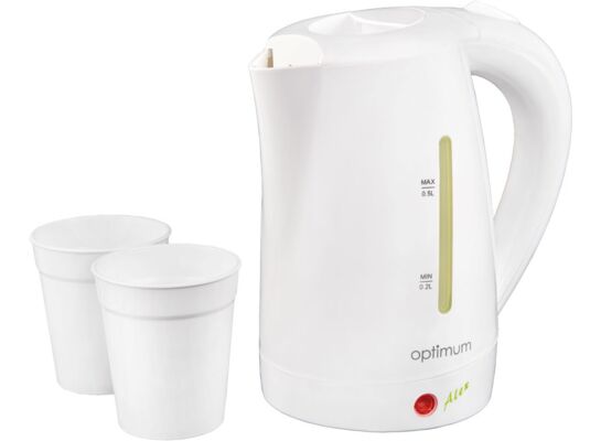 Czajnik turystyczny Alex składany 0,5 l + 2 kubeczki biały Optimum