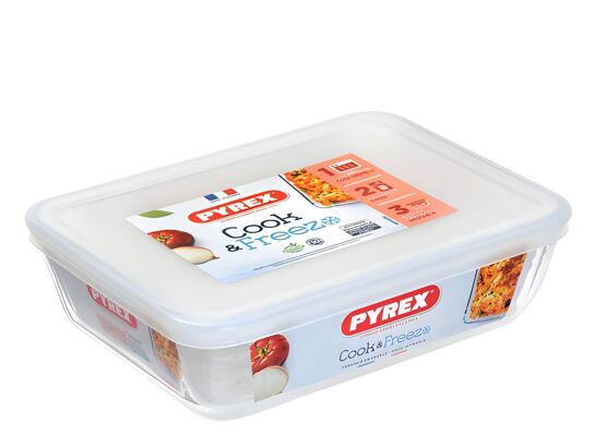 Naczynie żaroodporne Cook&Freeze prostokątne z pokrywką 4 l transparentny PYREX