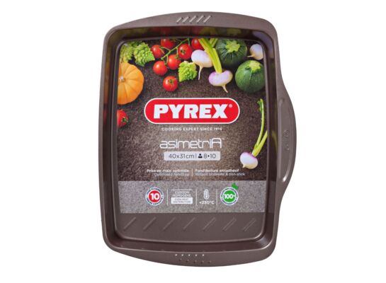 Prostokątna metalowa blacha Asimetria do pieczenia 40 x 31 cm brązowy