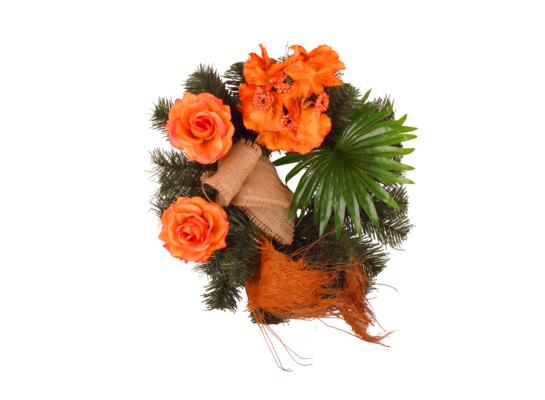 Stroik z 3 kwiatami 36 cm pomarańczowy