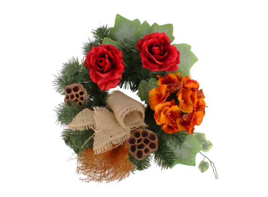 Stroik z 3 kwiatami 36 cm czerwony